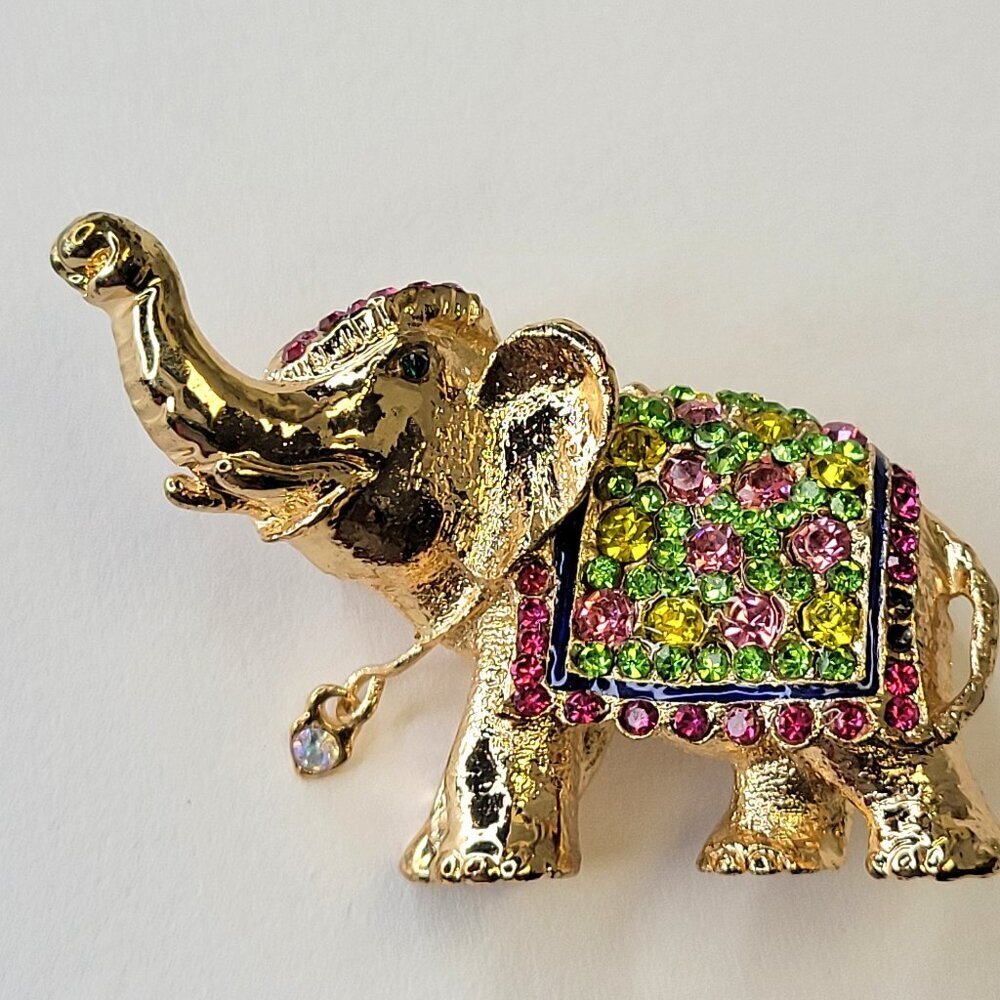 Gold Tone Elephant Brooch Pin